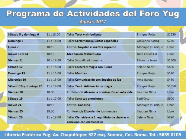 Actividades agosto 2017